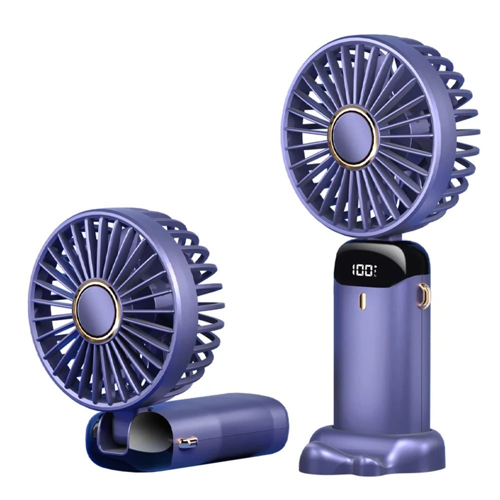 Techsuit - Handheld Fan (N15) - Foldable Design, Digital Display, Ultra Silent, 1800mAh - Purple