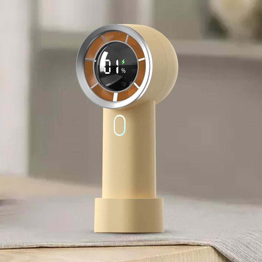Techsuit - Handheld Fan (HX130) - Digital Display, Ultra Silent, 1200mAh - Yellow
