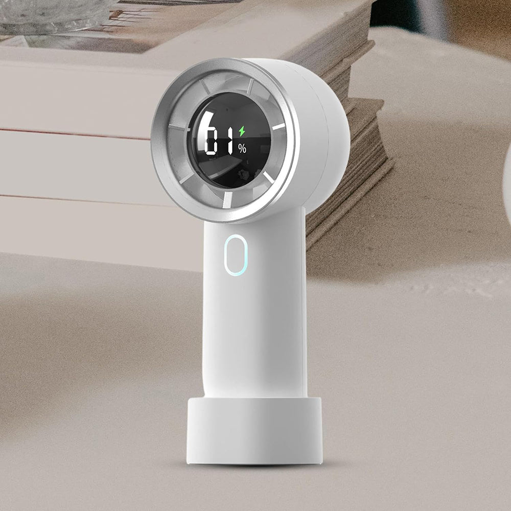 Techsuit - Handheld Fan (HX130) - Digital Display, Ultra Silent, 1200mAh - White