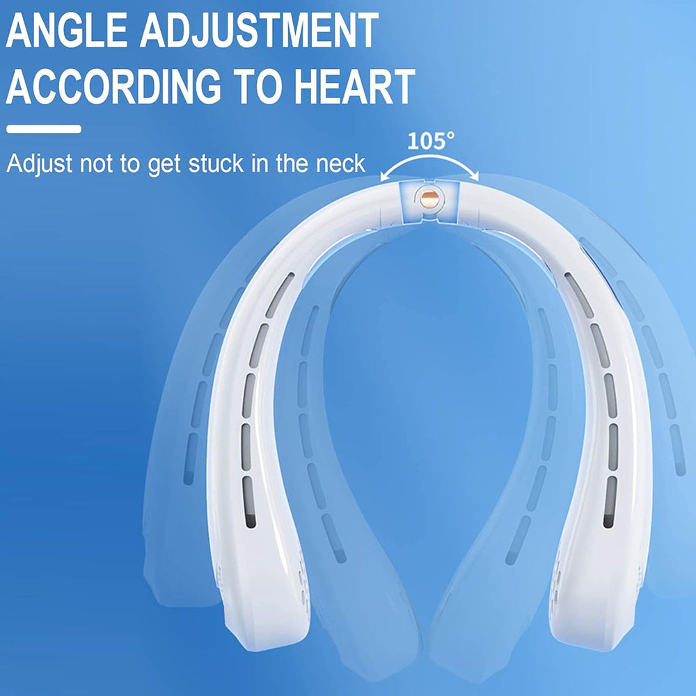 Techsuit - Neck Fan (H6) - Portable, USB, Rechargeable, Adjustable, Digital Display, 1200mAh - White