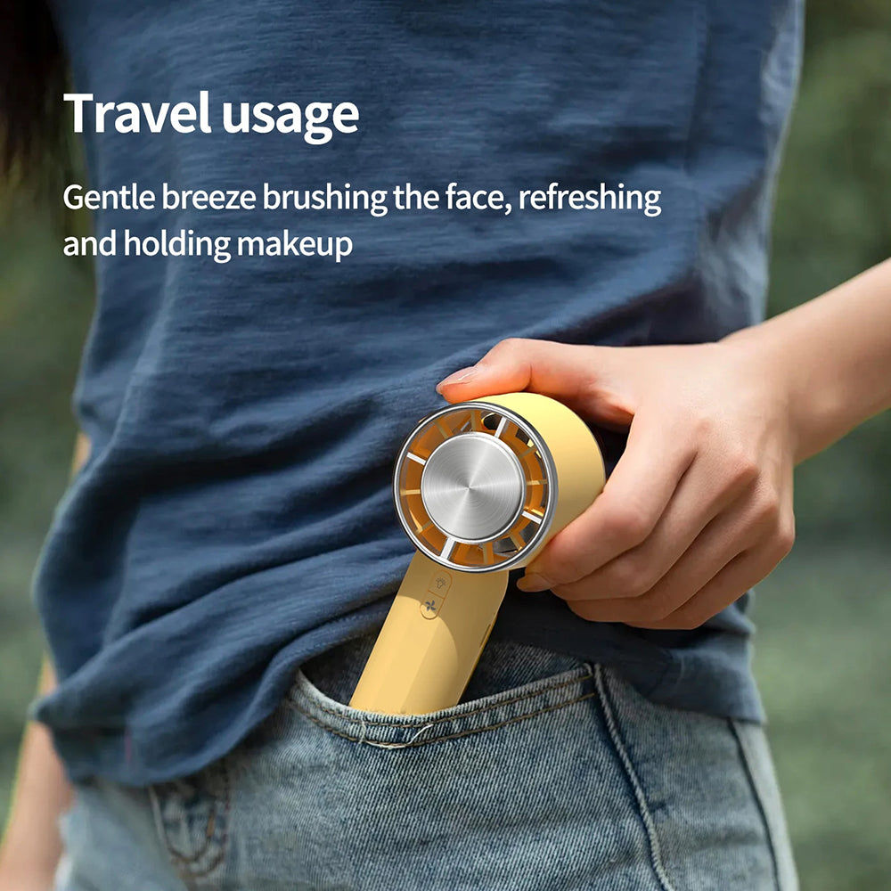 Techsuit - Handheld Fan (HX138) - Portable, Rechargeable, Three Speeds, with Flashlight, 1200mAh - Yellow