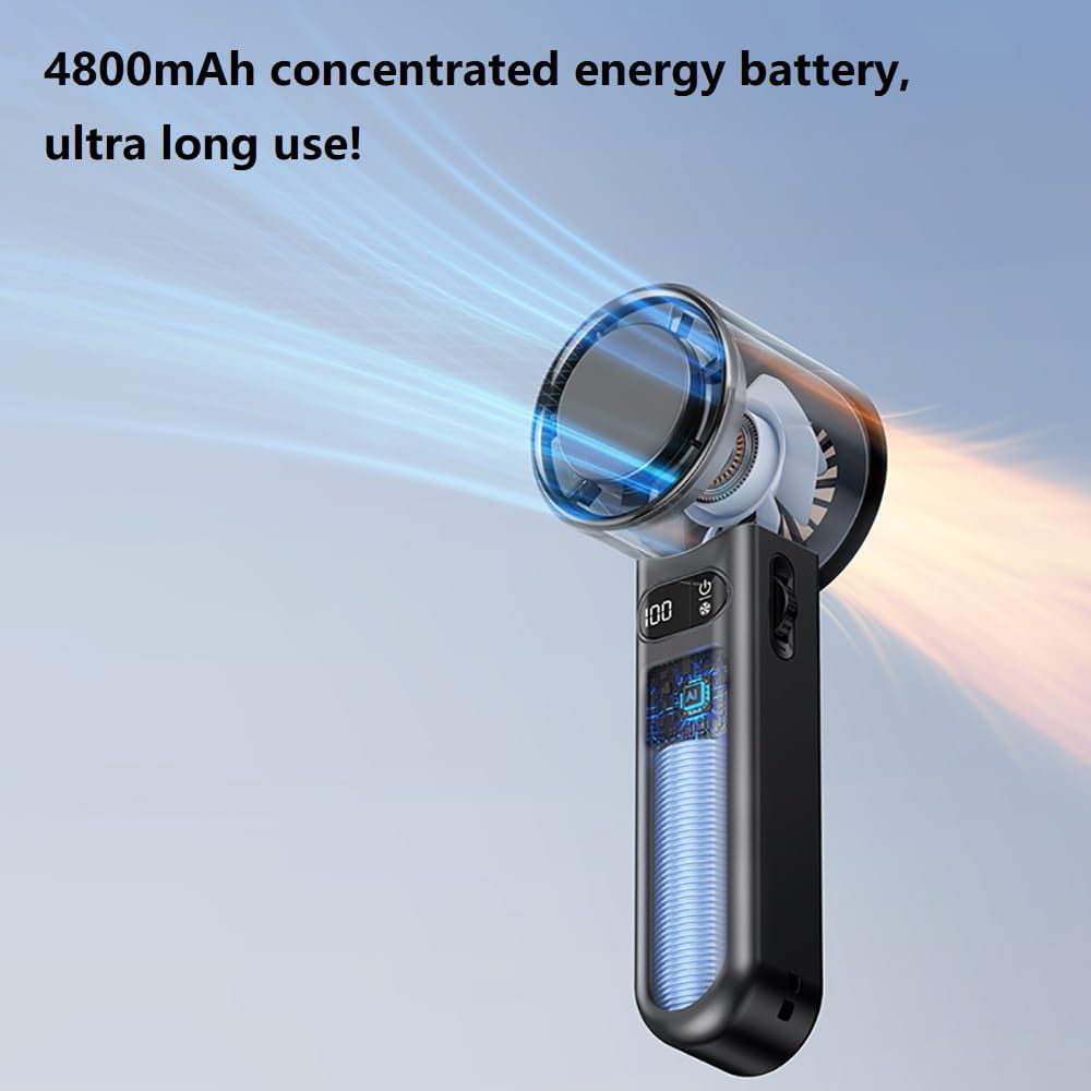 Techsuit - Premium Handheld Fan (F83) - Portable, Adjustable, Rechargeable, 4800mAh - Grey