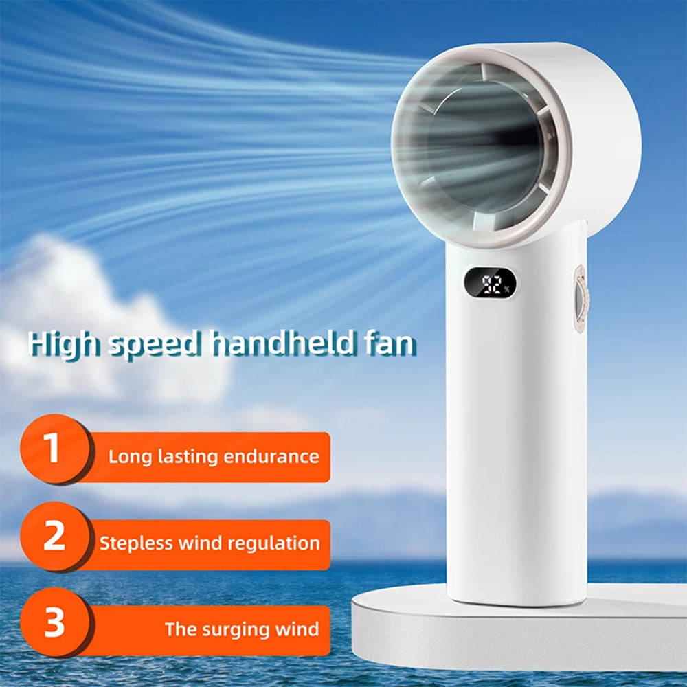 Techsuit - Premium Handheld Fan (K38) - Portable, Adjustable, Rechargeable, Digital Display, 4000mAh - Black