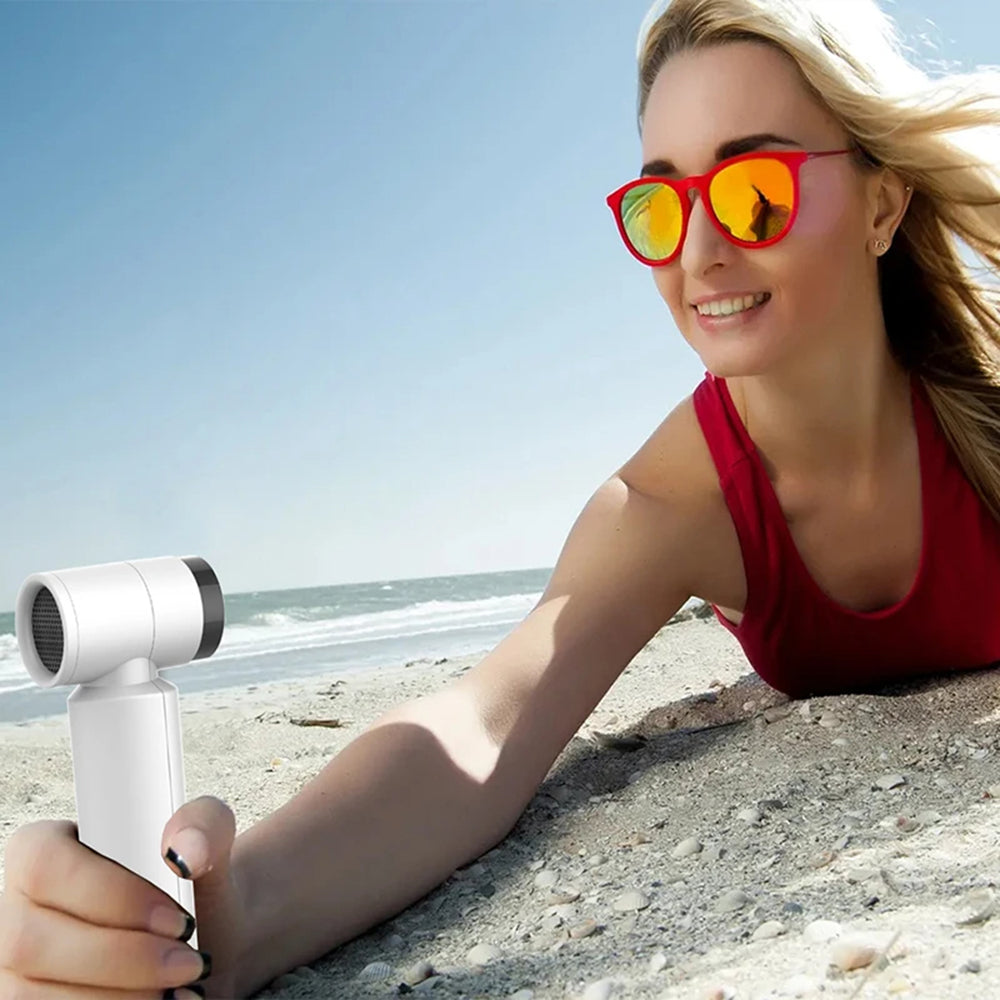 Techsuit - Premium Handheld Fan (FS15) - Multifunctional, Portable, Adjustable, 80000rpm, Rechargeable, 4500mAh - White