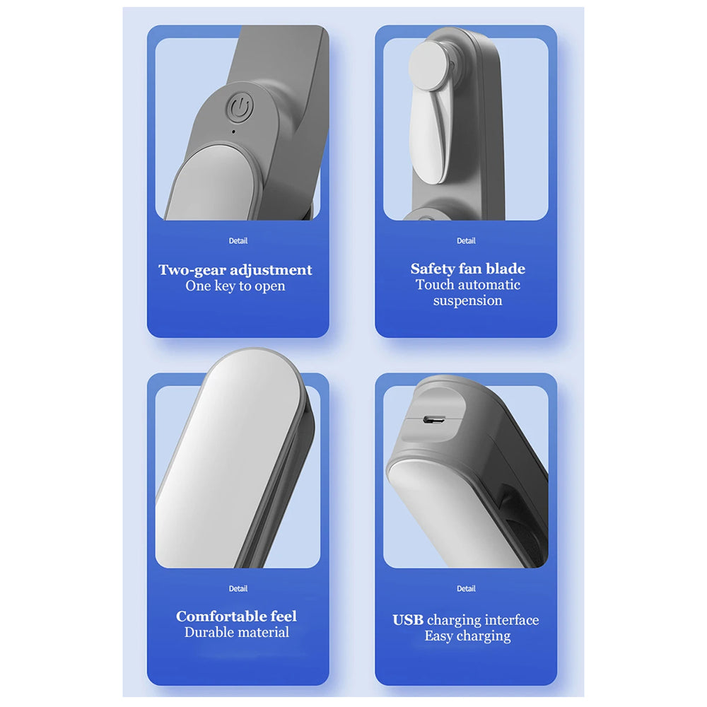 Techsuit - Handheld Fan (TF1) - Portable, for Pocket, Adjustable, Rechargeable, Silent, 1200mAh - Pink