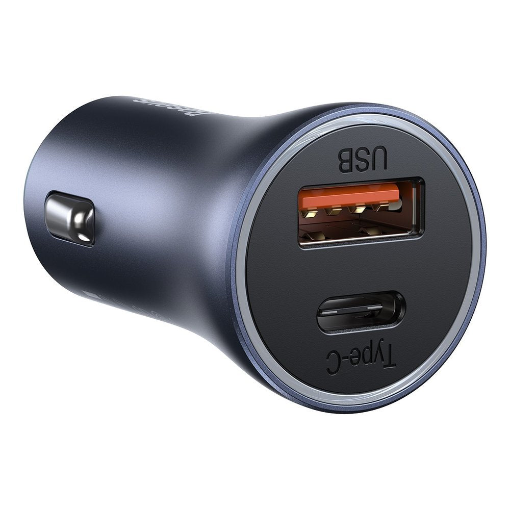 Baseus - Car Charger Golden Pro (TZCCJD-B0G) - USB-A, USB-C, 40W with Cable Type-C to Lightning - Dark Gray