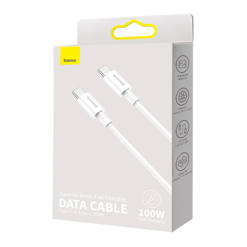 Baseus - Data Cable Superior Series (CATYS-B02) - Type-C to Type-C, 100W, 1m - White