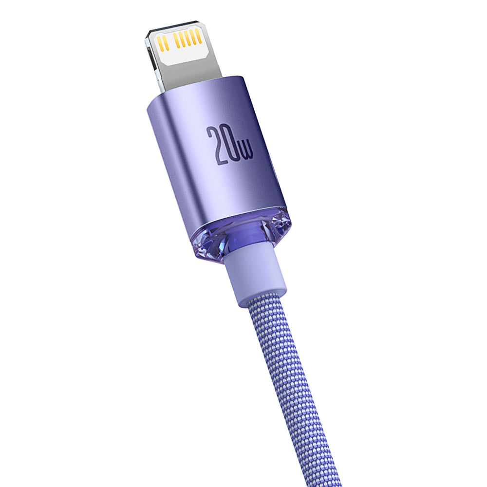 Baseus - Data Cable Crystal Shine (CAJY000305) - Type-C to Lightning, 20W, 2m, Nylon Braided - Purple