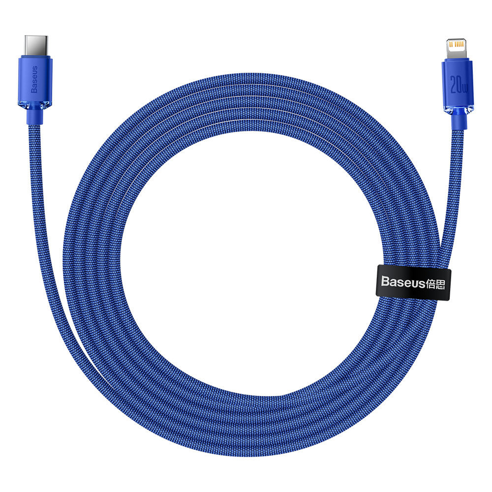 Baseus - Data Cable Crystal Shine (CAJY000303) - Type-C to Lightning, 20W, 2m, Nylon Braided - Blue