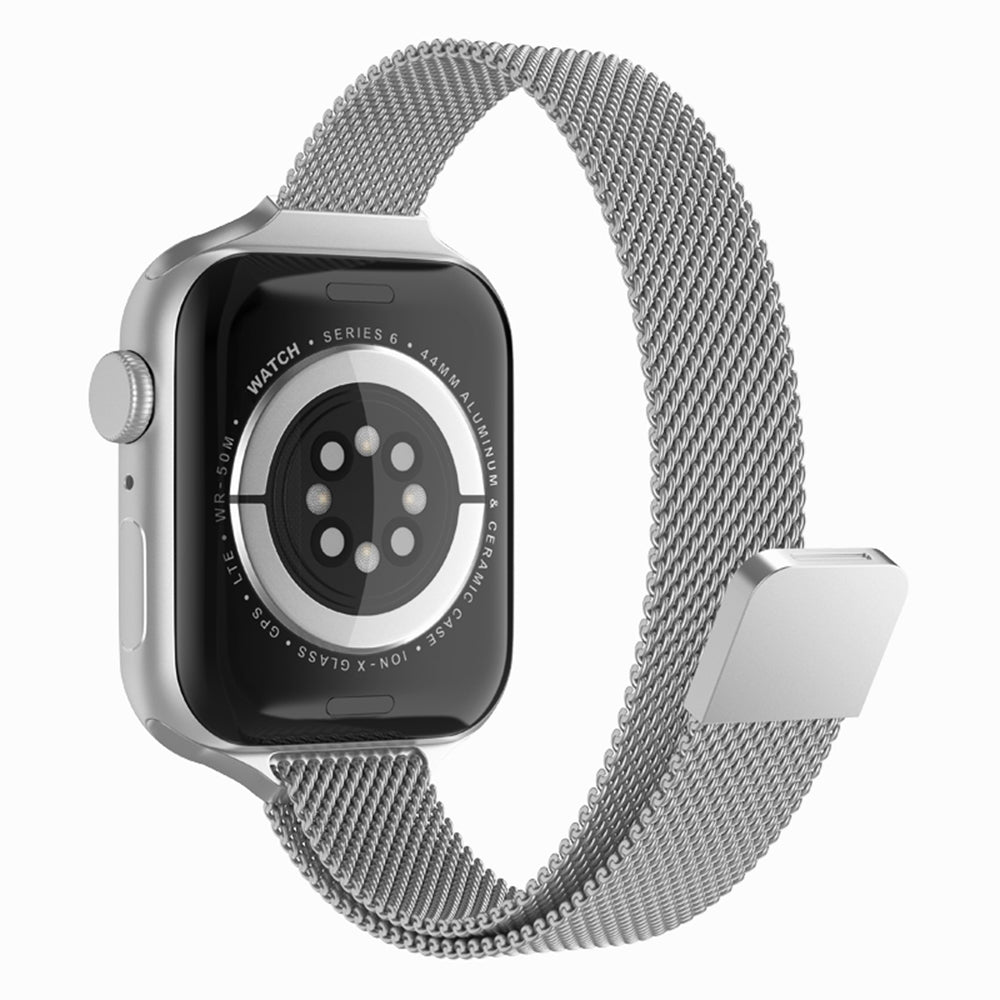 Techsuit - Watchband (W034) - Apple Watch 1/2/3/4/5/6/7/8/9/10/11/SE/SE 2/SE 3/Ultra/Ultra 2/Ultra 3 (42/44/45/46/49mm) - Silver