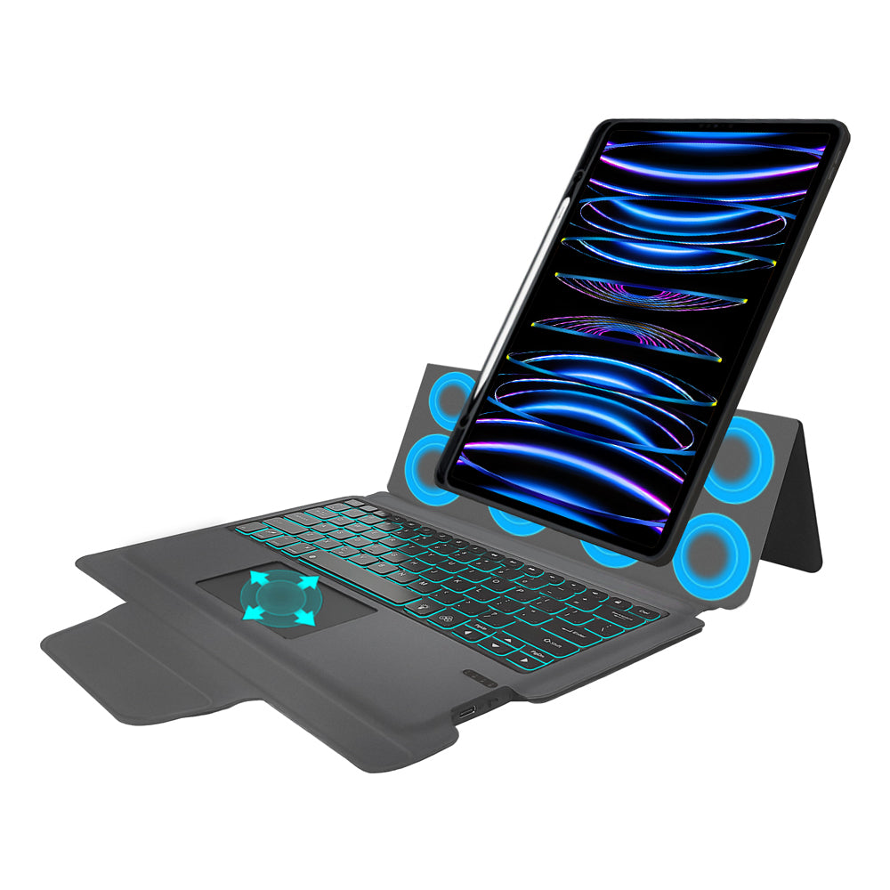 Techsuit - KeyTab Pro + Screen Protector (Keyboard/Stylus Holder) - iPad Pro 12.9 (2018-2022) - Black