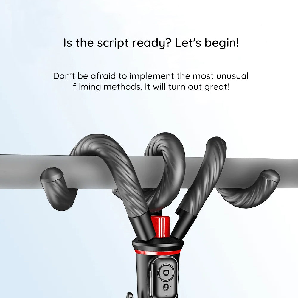 Techsuit - Selfie Stick (C03) - with Flexible Telescopic Pole Tripod, Remote Control, 360 Ball Head, 64cm - Black