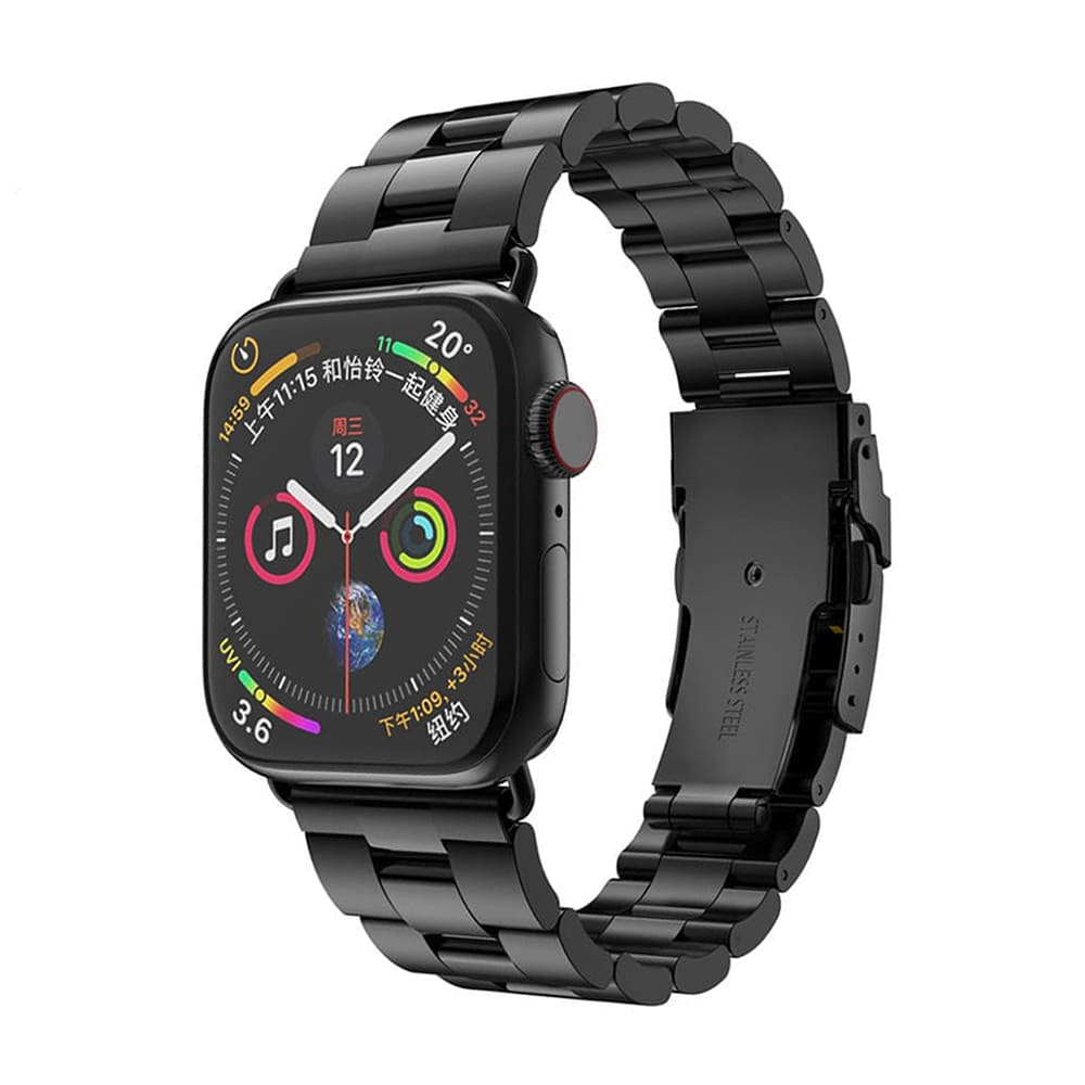 Techsuit - Watchband (W036) - Apple Watch 1/2/3/4/5/6/7/8/9/10/11/SE/SE 2/SE 3/Ultra/Ultra 2/Ultra 3 (42/44/45/46/49mm) - Black
