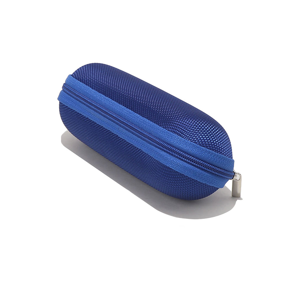 Techsuit - Glasses Case (ETOV2) - with Zipper, Eco Leather, 160 x 48 x 45mm - Blue
