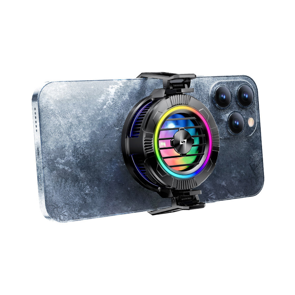 Techsuit - Phone Cooler (P66) - Magnetic, with RGB Lights, Detachable Clip, for iOS and Android - Black