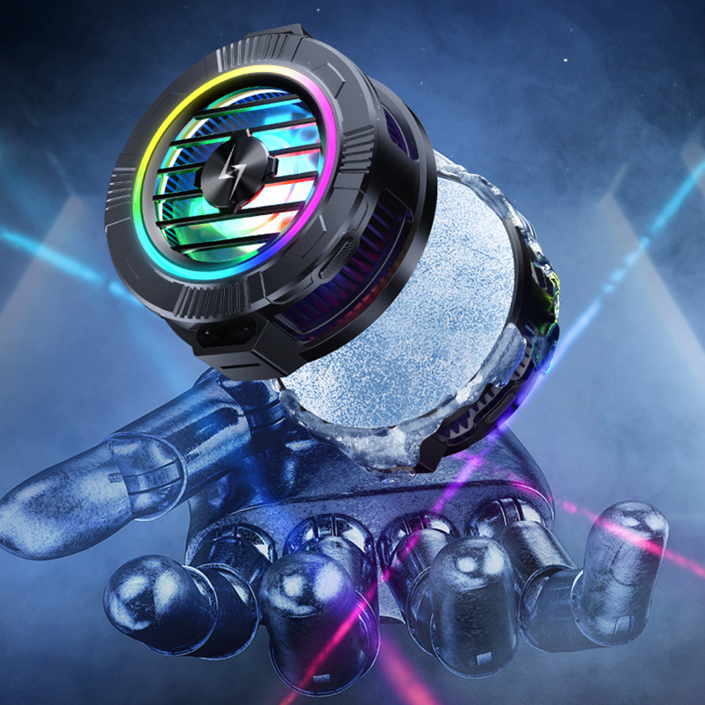 Techsuit - Phone Cooler (P66) - Magnetic, with RGB Lights, Detachable Clip, for iOS and Android - Black