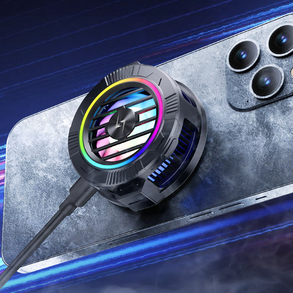 Techsuit - Phone Cooler (P66) - Magnetic, with RGB Lights, Detachable Clip, for iOS and Android - Black
