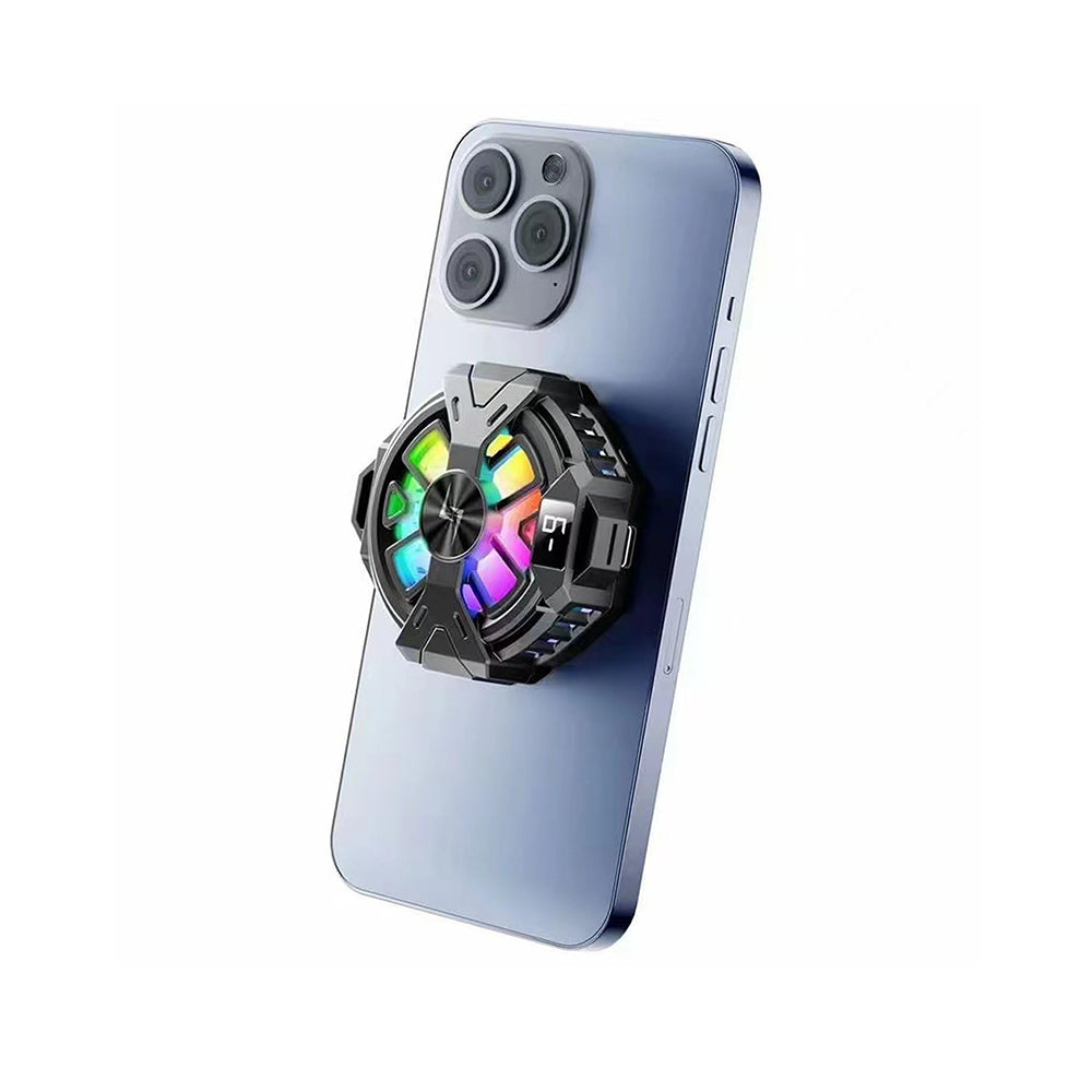 Techsuit - Phone Cooler (P60) - Magnetic, RGB Lights, Temperature Display, Low Noise, Two Speeds, for iOS and Android - Black