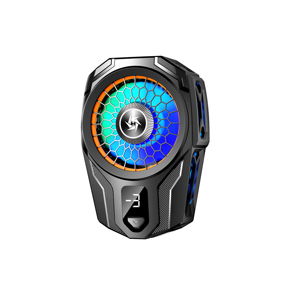 Techsuit - Phone Cooler (SL16) - with Gear Button, Temperature Display, Silicone Clamping Arm, Two Speeds, Universal - Black