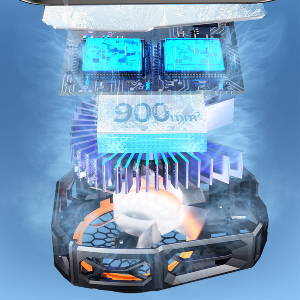 Techsuit - Phone Cooler (SL16) - with Gear Button, Temperature Display, Silicone Clamping Arm, Two Speeds, Universal - Black