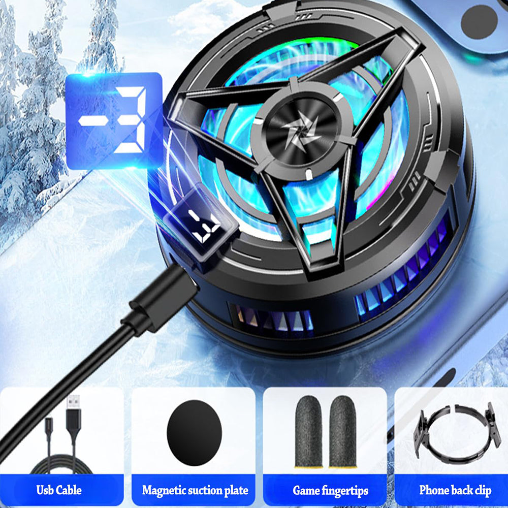 Techsuit - Phone Cooler (SL17) - Magnetic, Temperature Display, Lights, Fast Cooling, Hydraulic Noise Reduction - Black