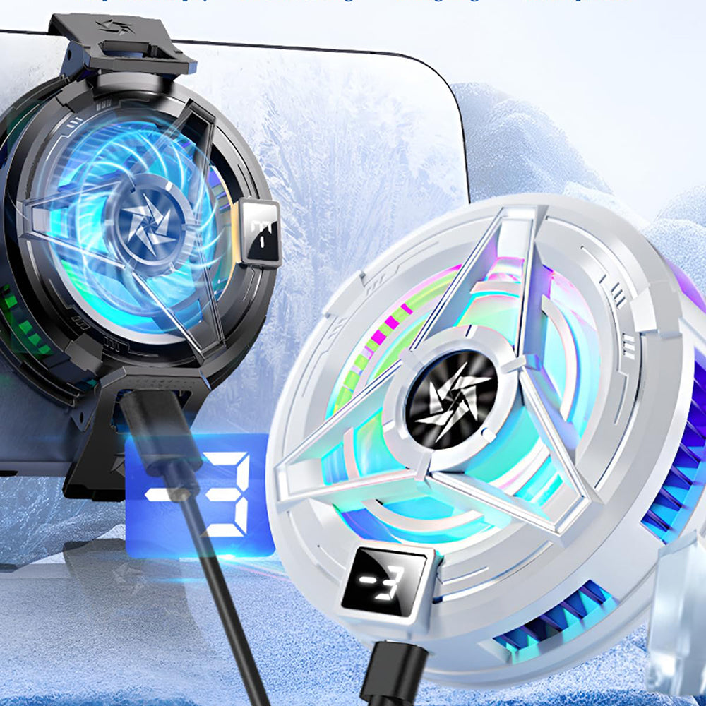 Techsuit - Phone Cooler (SL17) - Magnetic, Temperature Display, Lights, Fast Cooling, Hydraulic Noise Reduction - Black