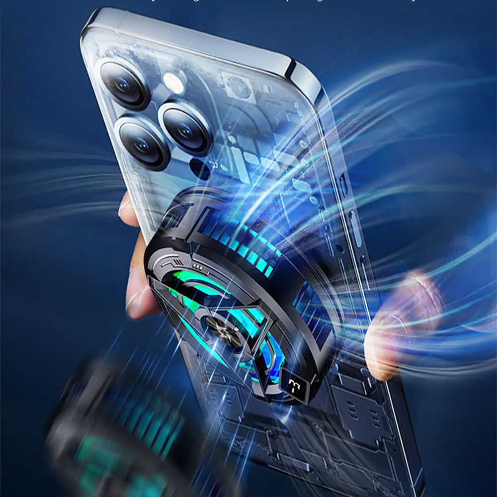 Techsuit - Phone Cooler (SL17) - Magnetic, Temperature Display, Lights, Fast Cooling, Hydraulic Noise Reduction - Black