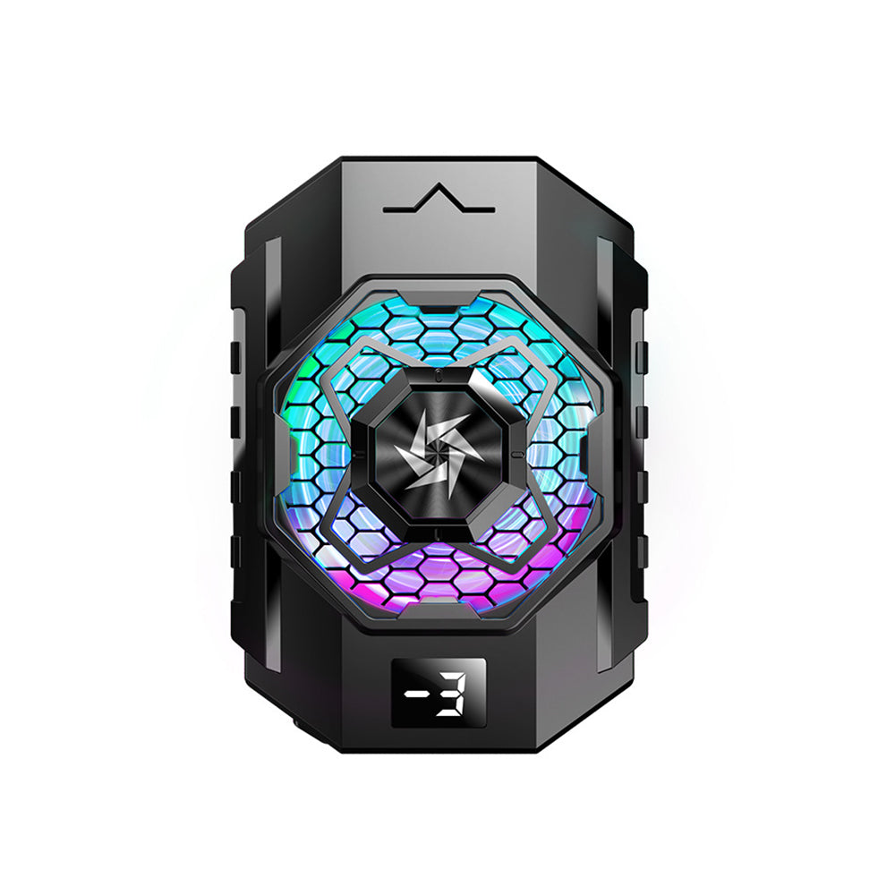 Techsuit - Phone Cooler (SL31) - with Digital Display, Gear Button, Lights, Fast Cooling - Black