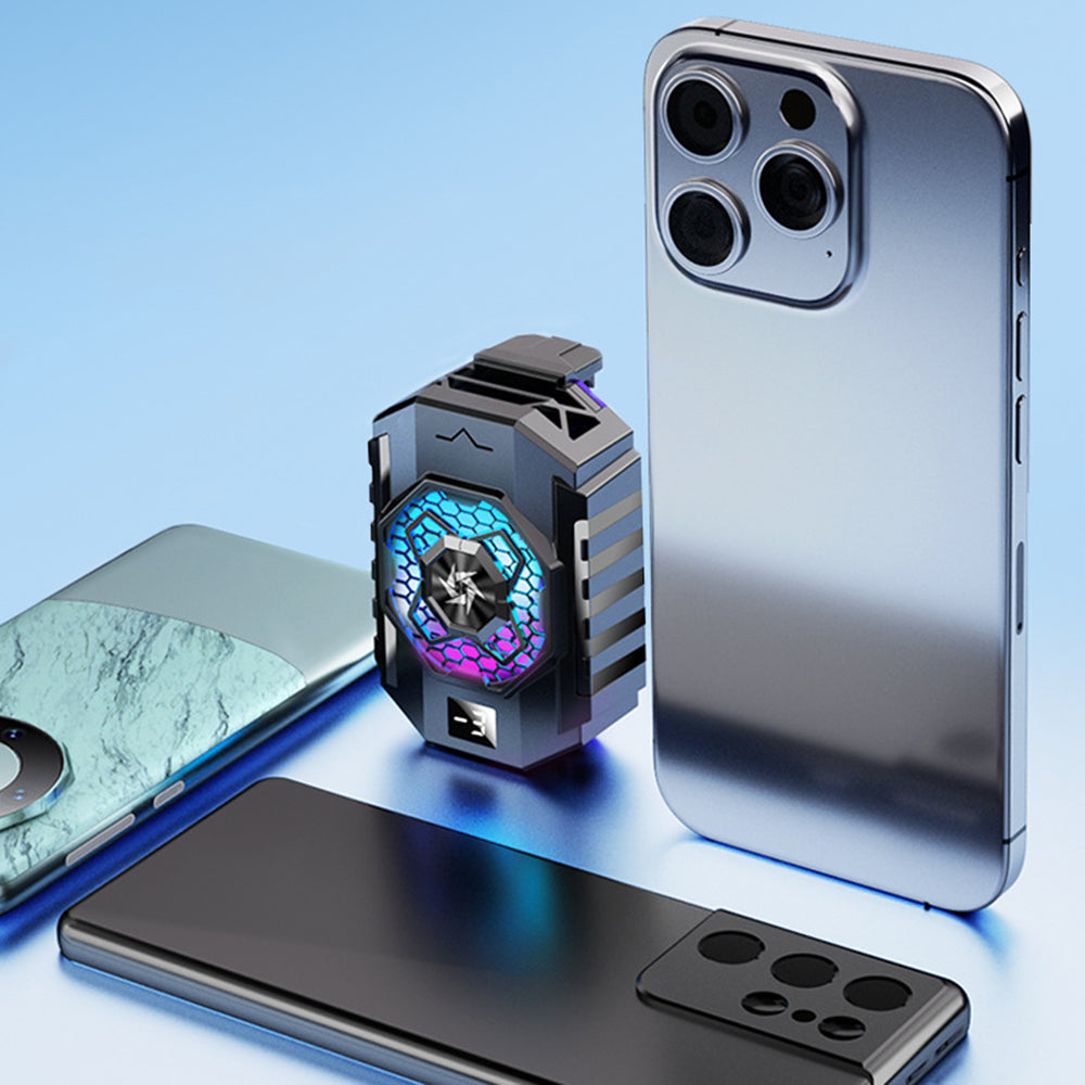 Techsuit - Phone Cooler (SL31) - with Digital Display, Gear Button, Lights, Fast Cooling - Black