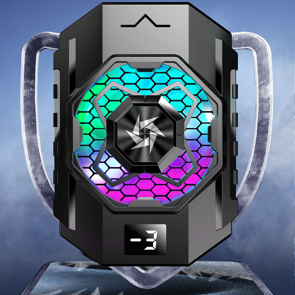 Techsuit - Phone Cooler (SL31) - with Digital Display, Gear Button, Lights, Fast Cooling - Black