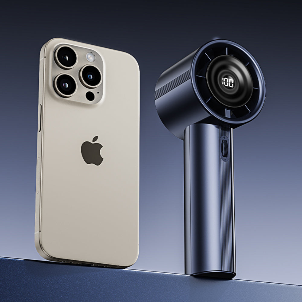 Techsuit - Handheld Mini Fan (CT-111) - Portable, Adjustable, Rechargeable, Digital Display, 10W - Blue