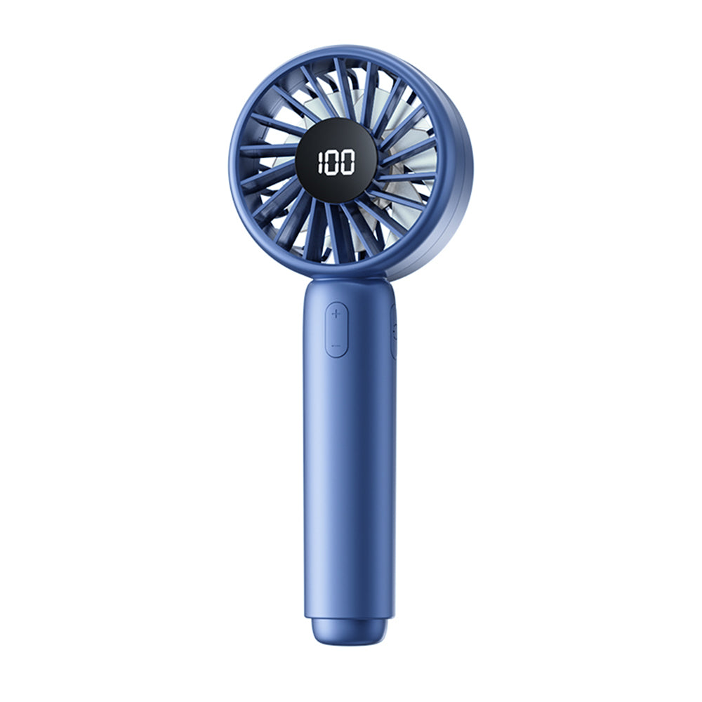 Techsuit - Mini Portable Hand Fan (CT-110) - with LED Digital Display, USB Rechargeable, High Speed - Blue