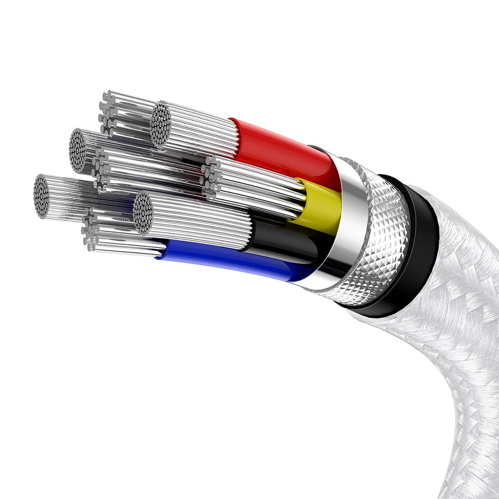 Baseus - Data Cable Cafule Series Metal (CATJK-C02) - Type-C to Type-C, Super Fast Charge, 100W, 480Mbps, 20V, 5A, 1m - White