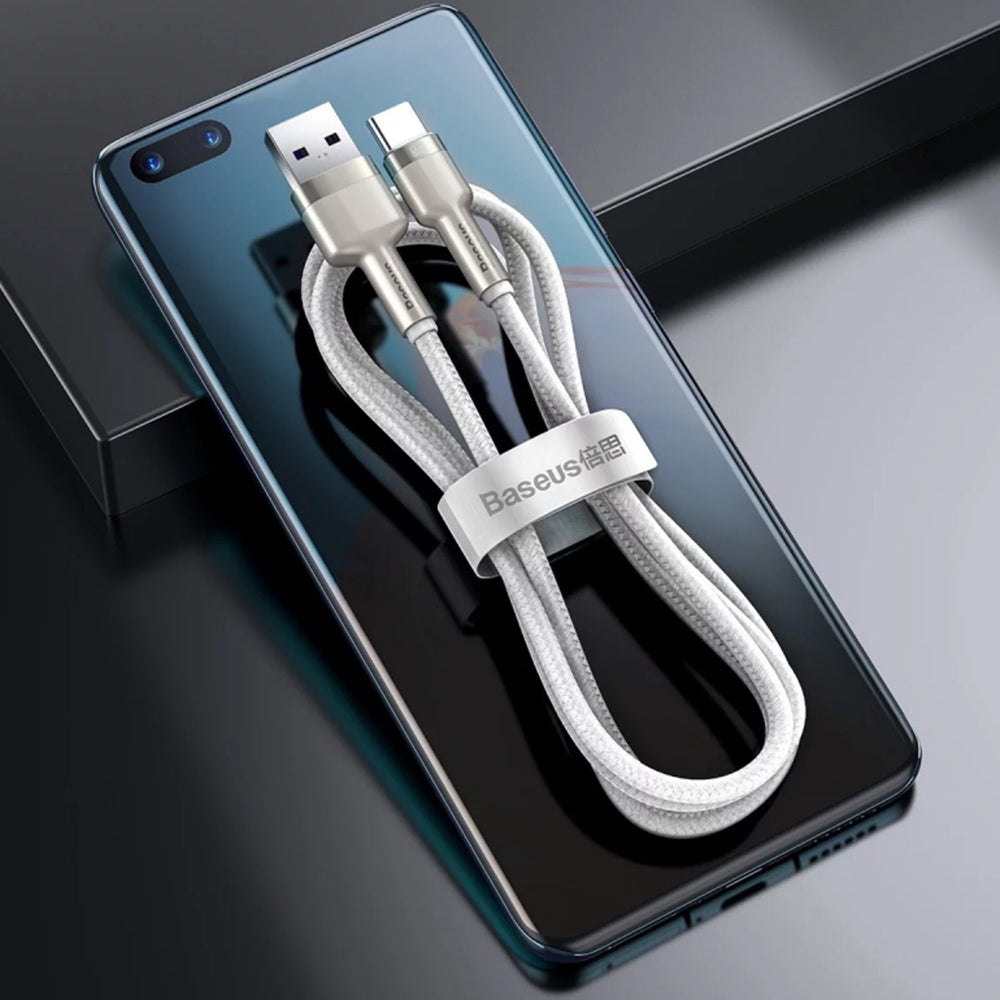 Baseus - Data Cable Cafule Series Metal (CAKF000102) - USB to Type-C Fast Charging, 66W, 6A, 1m - White