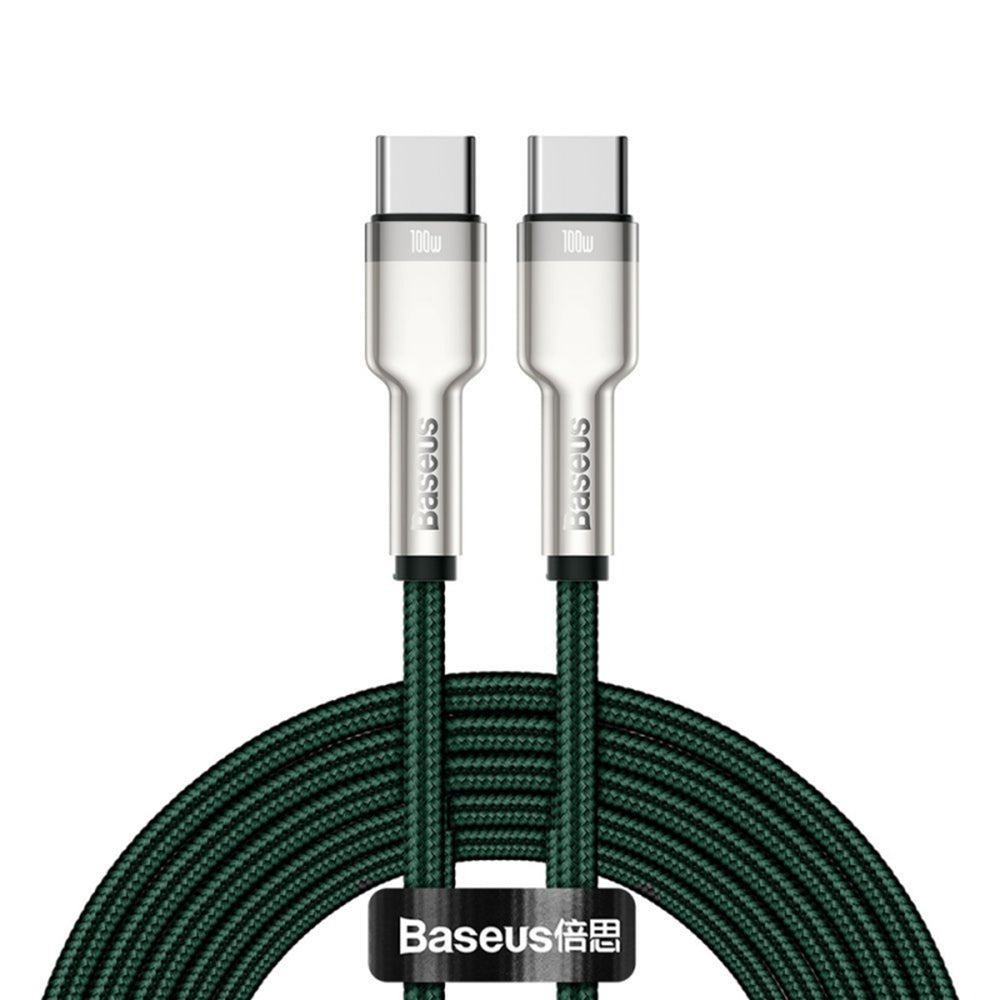 Baseus - Data Cable Cafule Series Metal (CATJK-D06) - Type-C to Type-C, Super Fast Charge, 100W, 480Mbps, 20V, 5A, 2m - Green