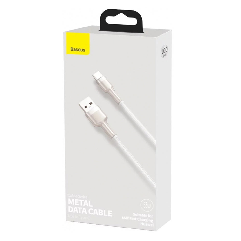 Baseus - Data Cable Cafule Series Metal (CAKF000102) - USB to Type-C Fast Charging, 66W, 6A, 1m - White