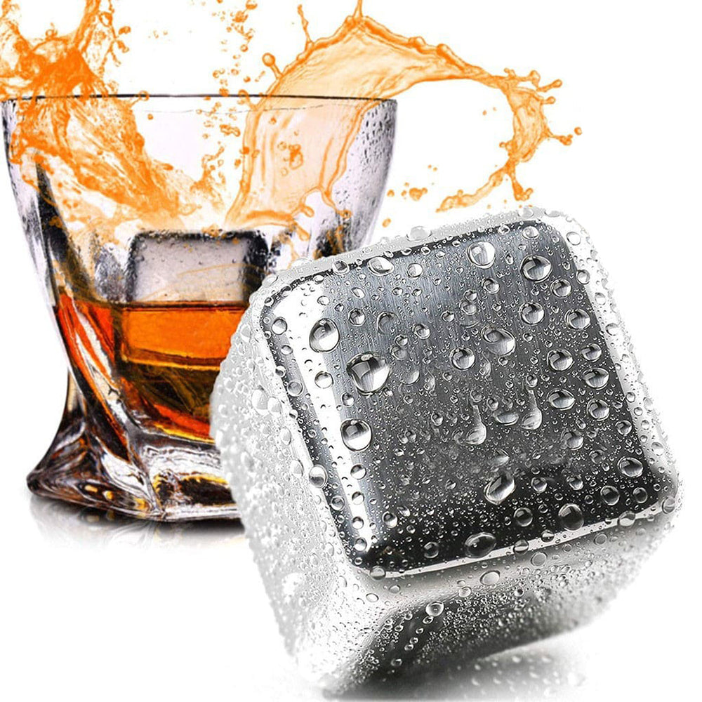 Techsuit - Ice Cubes (4 pack) - Stainless Steel, for Whiskey - Silver