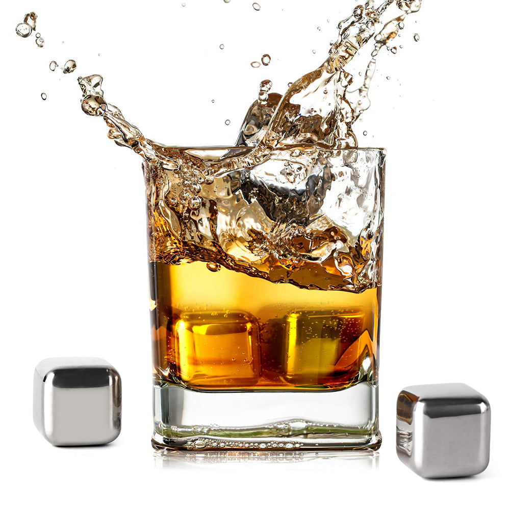Techsuit - Ice Cubes (4 pack) - Stainless Steel, for Whiskey - Silver