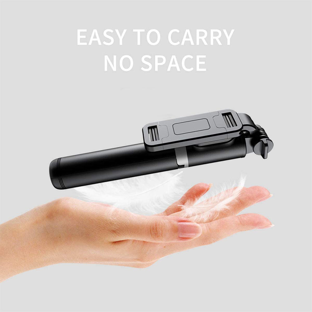 Techsuit - Selfie Stick (Q01) - with Bluetooth Remote Control and Stable Tripod Mount, 101cm - Black