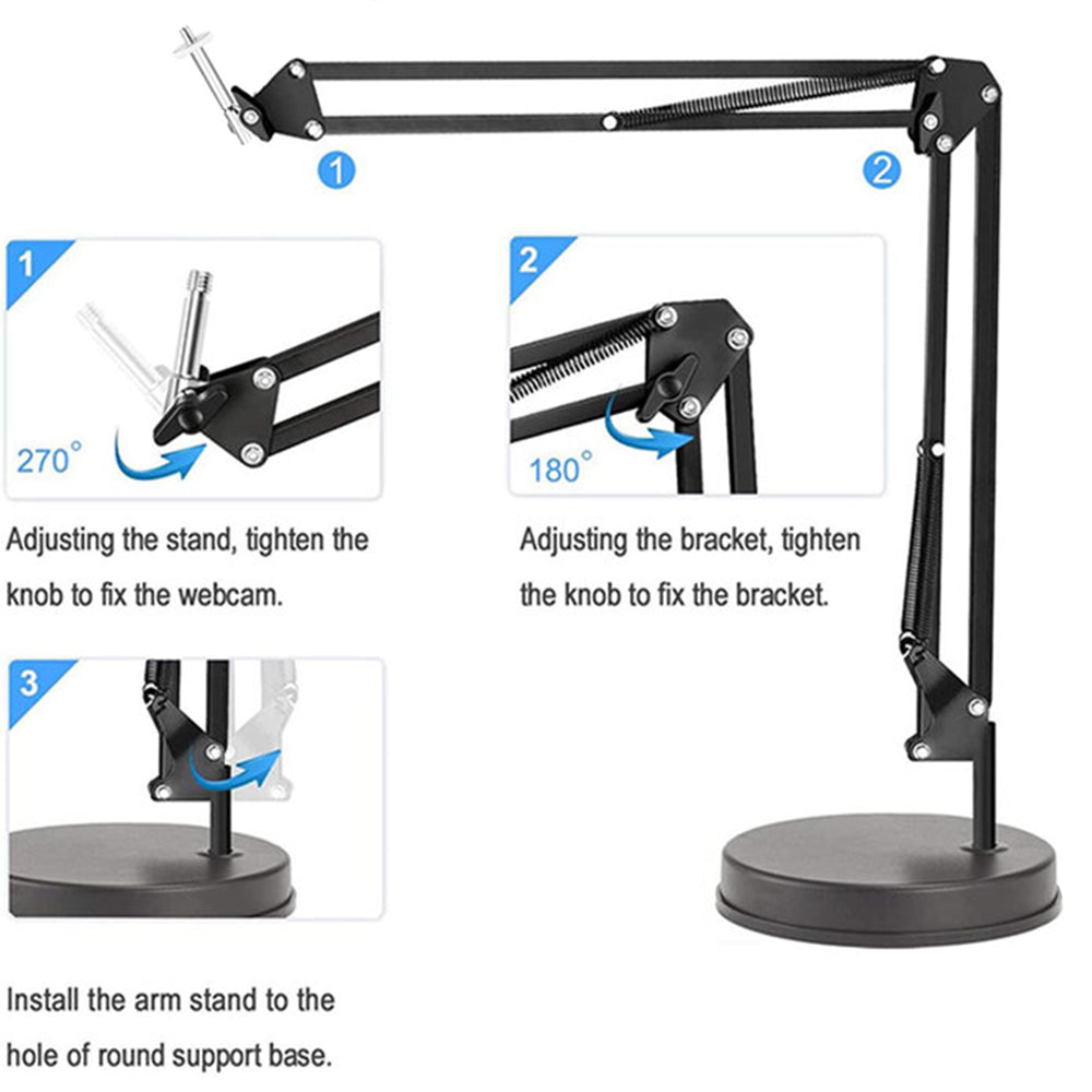 Techsuit - Desk Holder (GT6) - Adjustable Arm for Multipurpose Use with 1/4" Screw Compatibility - Black
