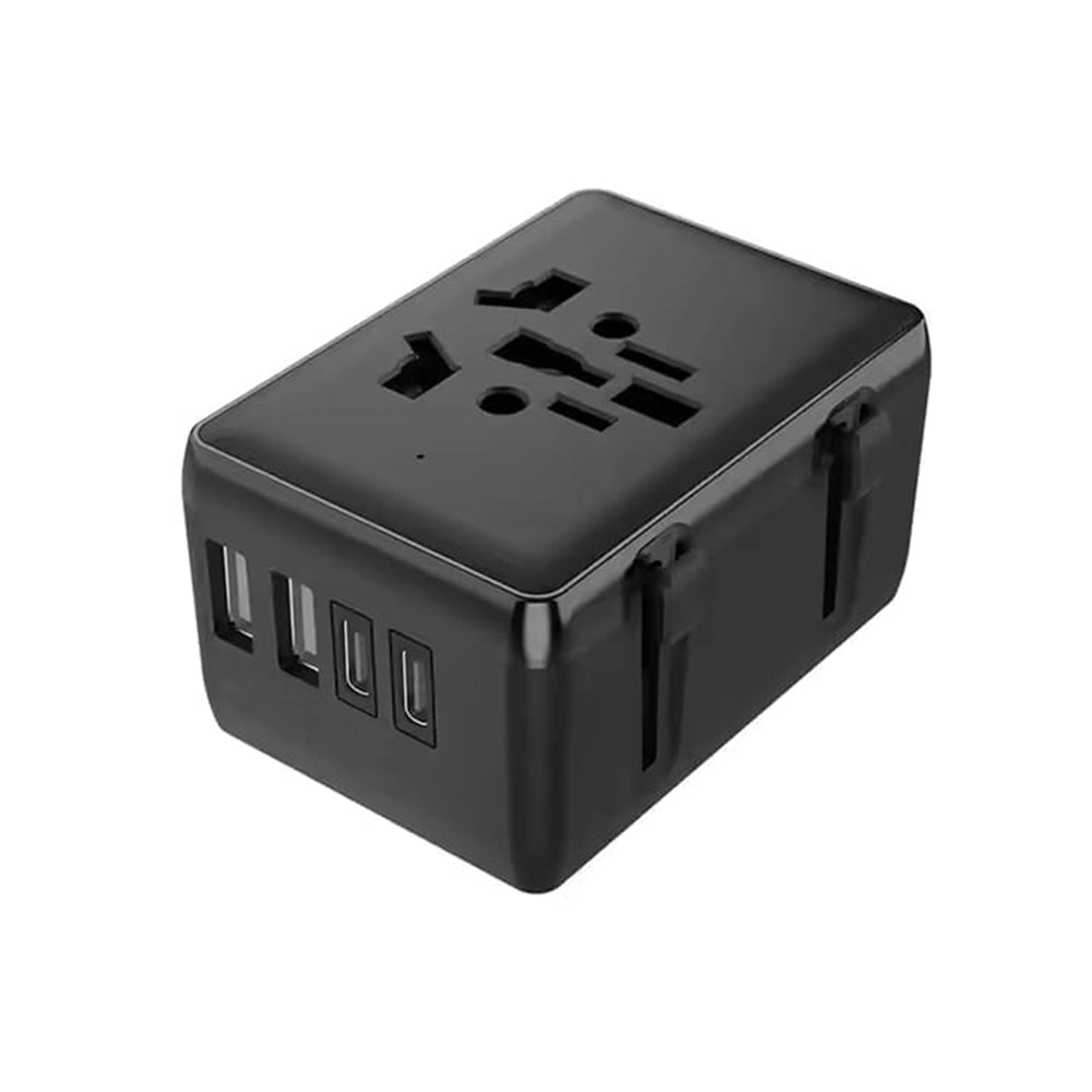 Techsuit - Travel Adapter (HHT203A) - PD20W, 2 x USB, 2 x Type-C, EU, UK, AUS, US - Black