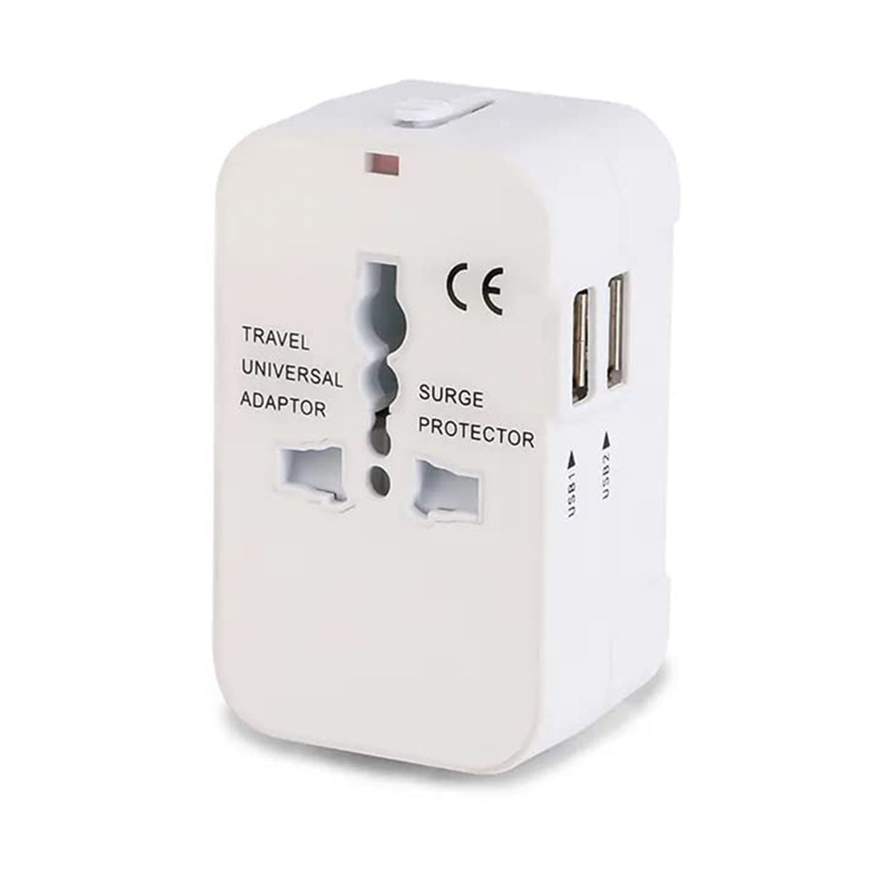 Techsuit - Travel Adapter (HHT202) - 2 x USB, EU, UK, AUS, US - White