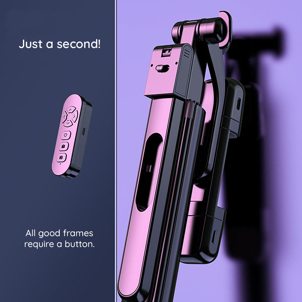 Techsuit - Selfie Stick (K30S) - Compact Tripod Mount, Bluetooth Remote Control, Double LED Light, Foldable, 167cm - Black