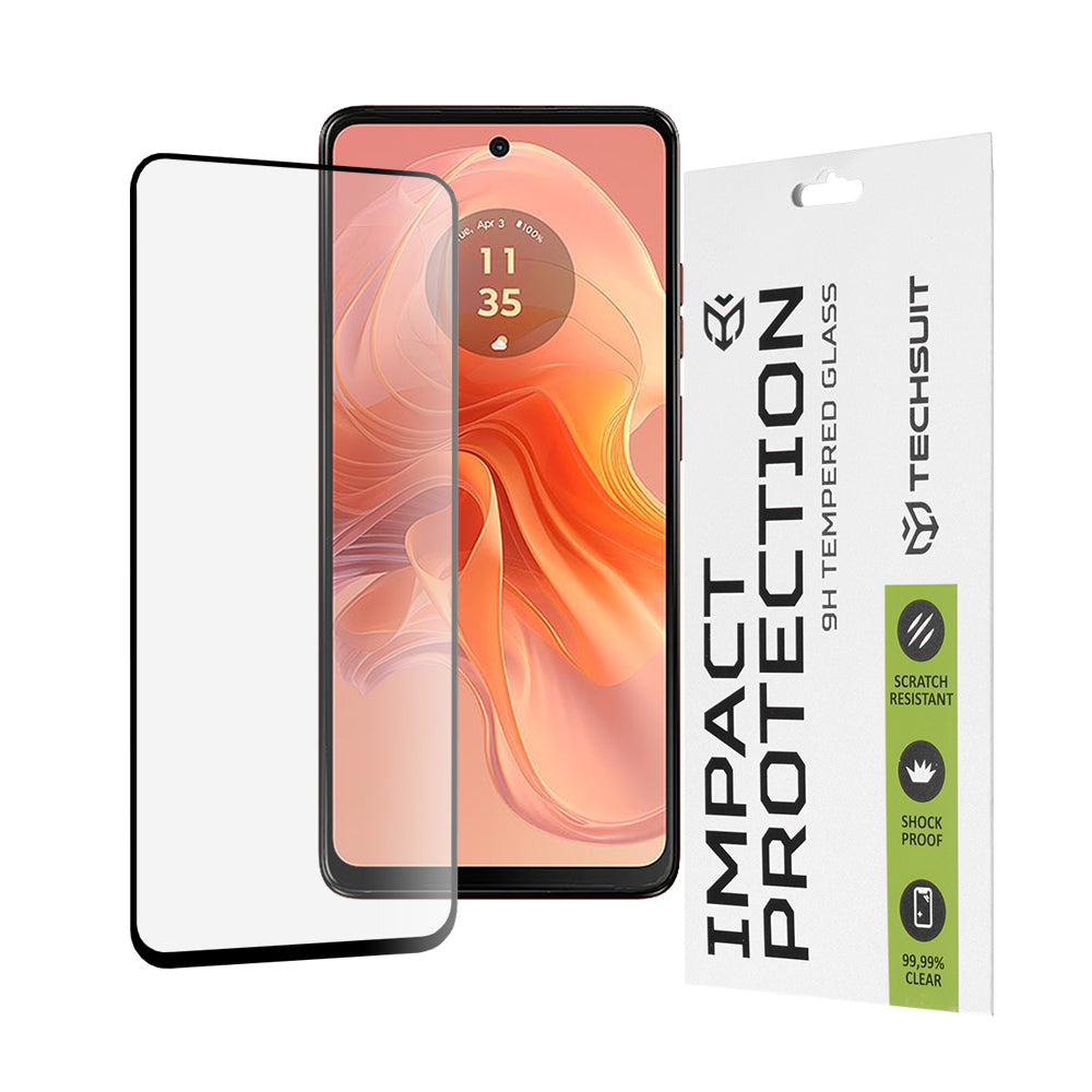 Techsuit - 111D Full Cover / Full Glue Glass - Motorola Moto G04 / G04s / Moto G24 / Moto G24 Power / Moto E14 - Black