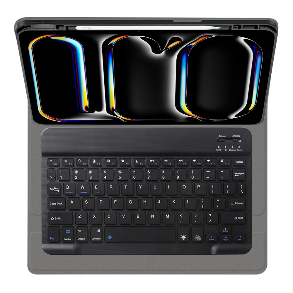 Techsuit - CozyTab Case (with Pencil Holder/RGB Wireless Magnetic Keyboard) - iPad Pro 11 (2024) / iPad Pro 11 (2025) - Black