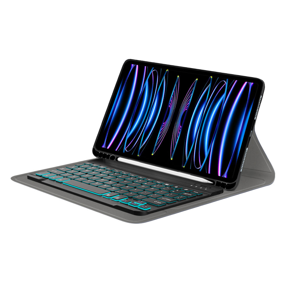 Techsuit - CozyTab Case (with Pencil Holder/RGB Keyboard) - iPad Pro 11 (2018/2020/2021/2022) - Black