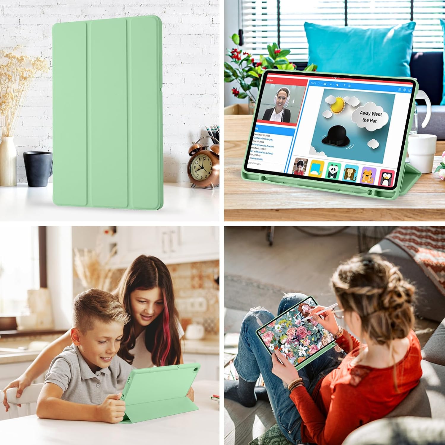 Techsuit - Flex Trifold (with Pencil Holder) - Galaxy Tab S6 Lite (2020/2022/2024) - Matcha Green