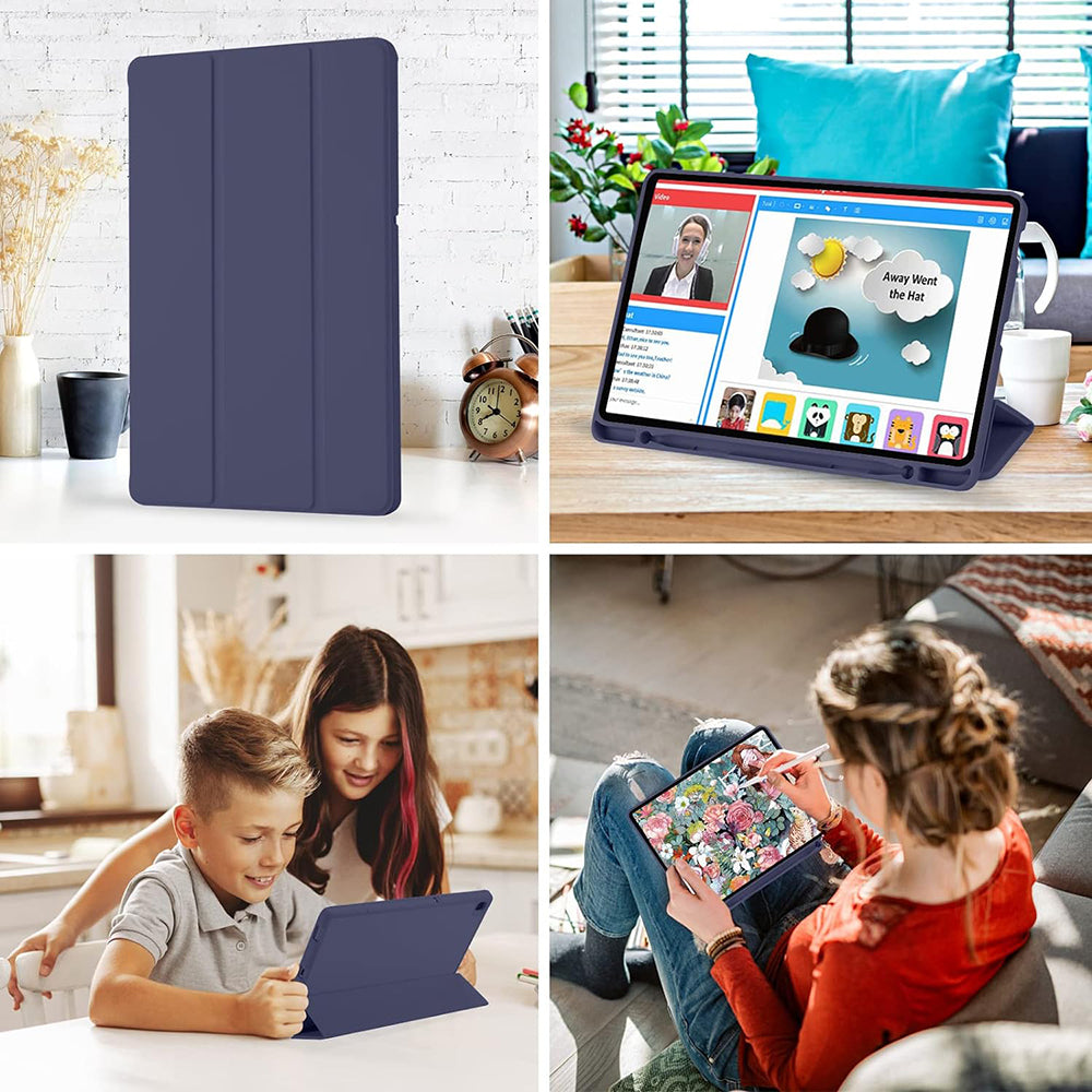 Techsuit - Flex Trifold (with Pencil Holder) - Galaxy Tab S6 Lite (2020/2022/2024) - Dark Blue