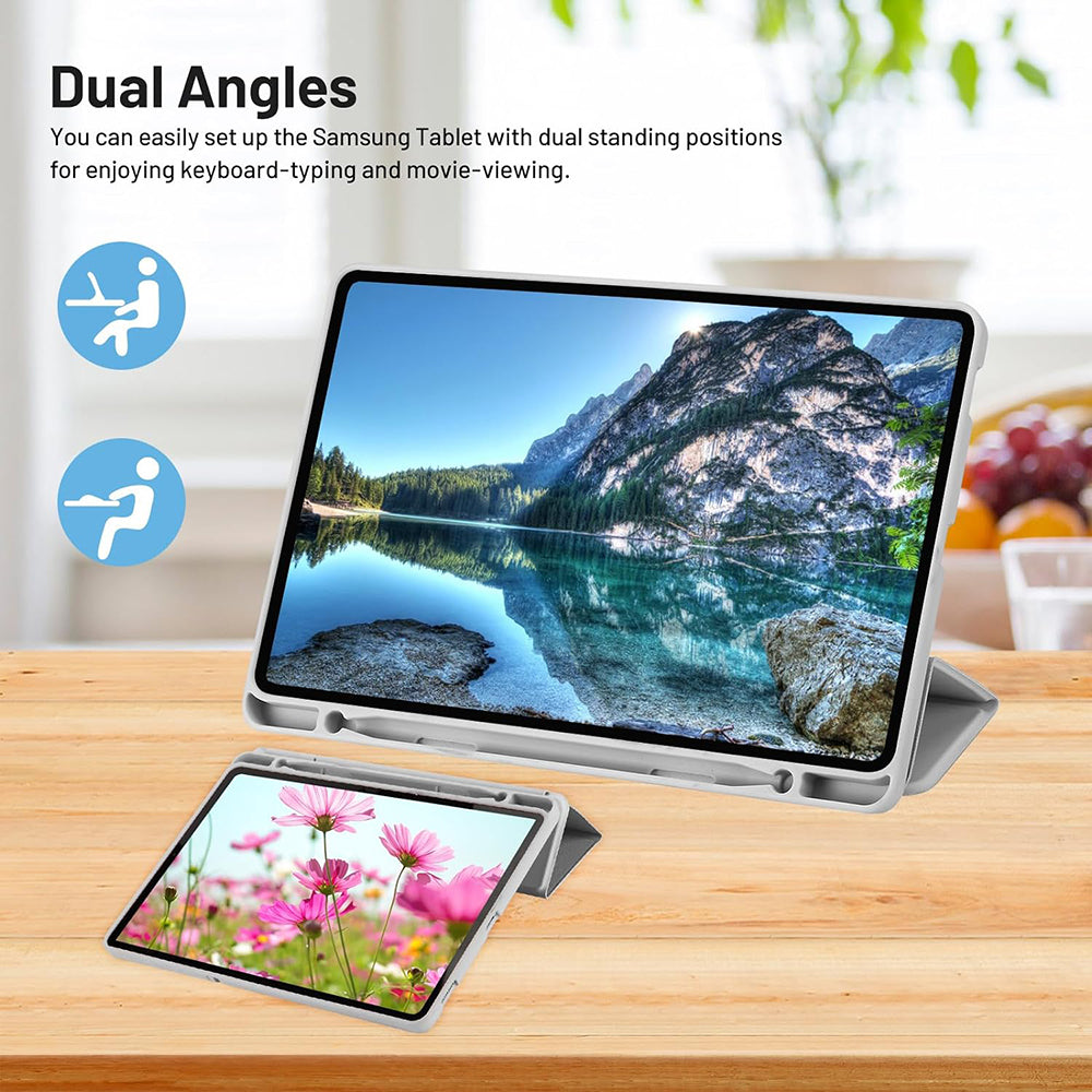 Techsuit - Flex Trifold (with Pencil Holder) - Galaxy Tab S6 Lite (2020/2022/2024) - Gray