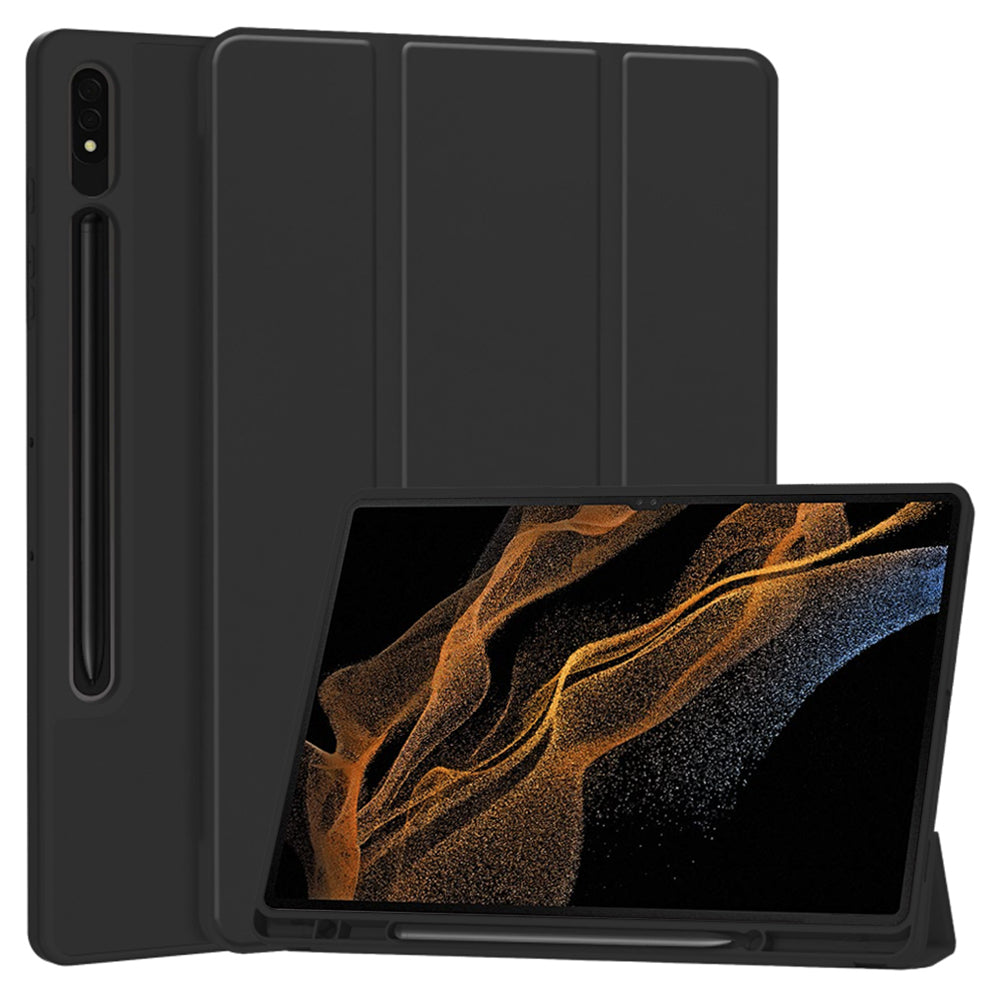 Techsuit - Flex Trifold (with Pencil Holder) - Samsung Galaxy Tab S8 Ultra - Black